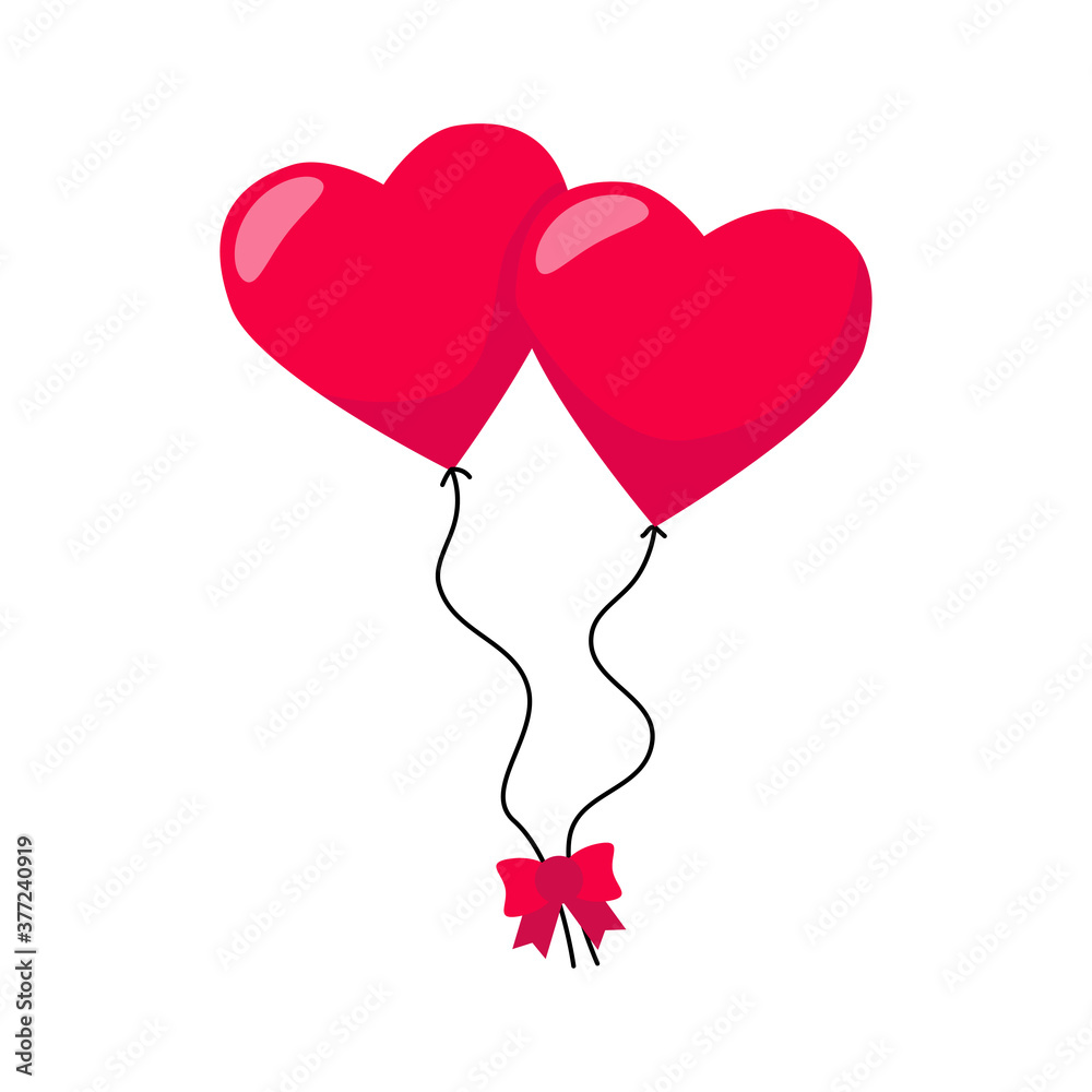 Balloon with heart shape and red color vector illustration isolated on white background 