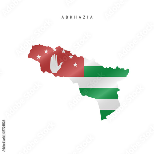 Waving flag map of Abkhazia. Vector illustration