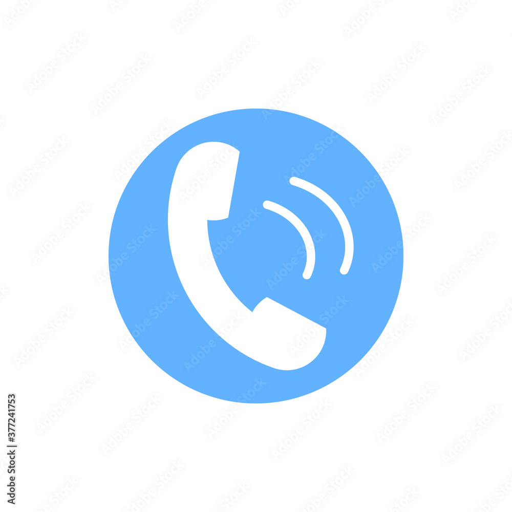 Simple filled phone ringing, communication, illustration inside of a blue circle on a white background EPS Vector Simple filled phone ringing, communication, illustration inside of a blue circle on a white background EPS Vector