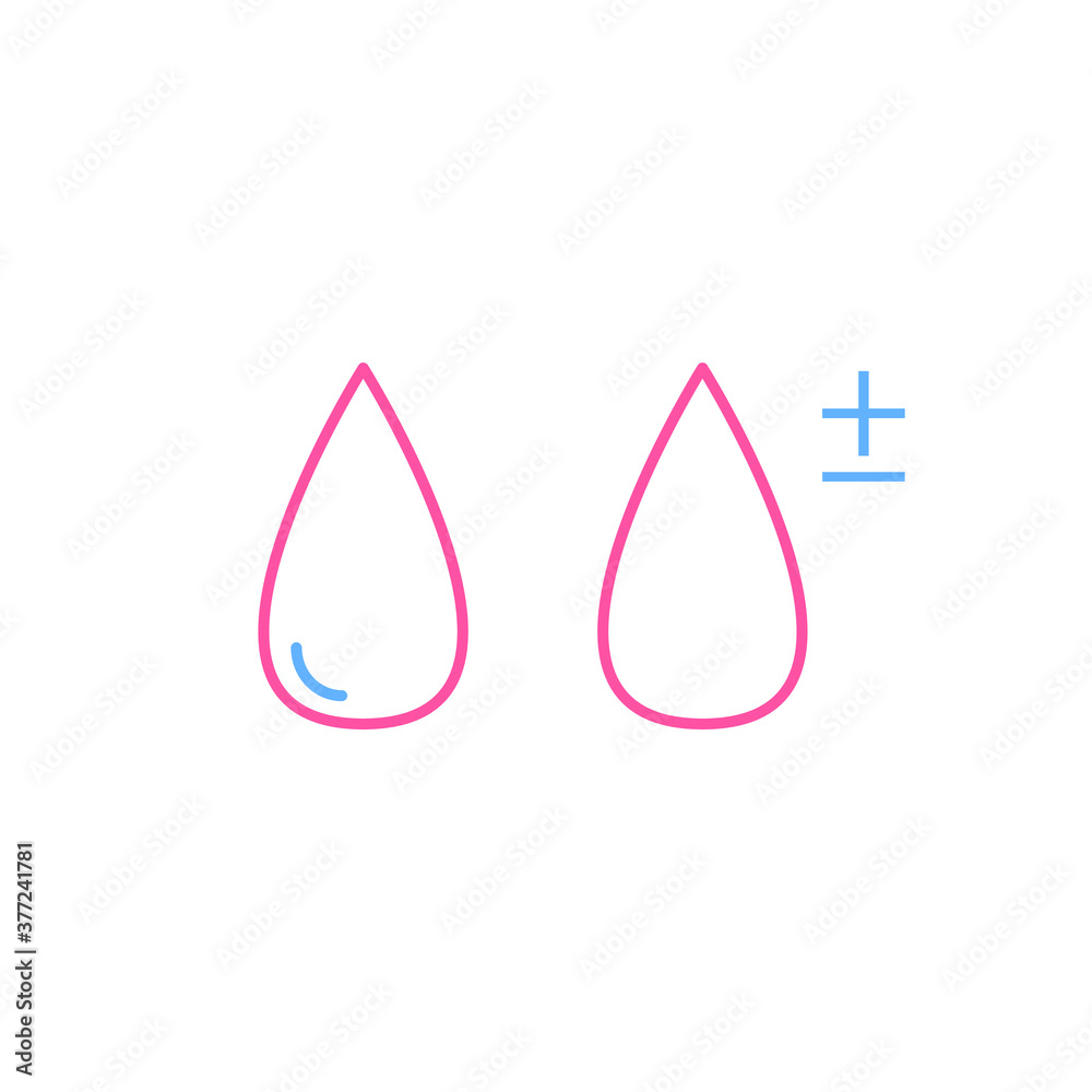 Two different blood drops, leaking, liquid, element on white background EPS Vector