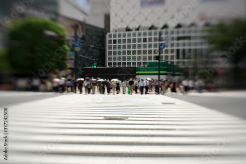 Tokyo,Japan-September 10, 2020: Famous scramble crossing in Shibuya, Tokyo, Japan 