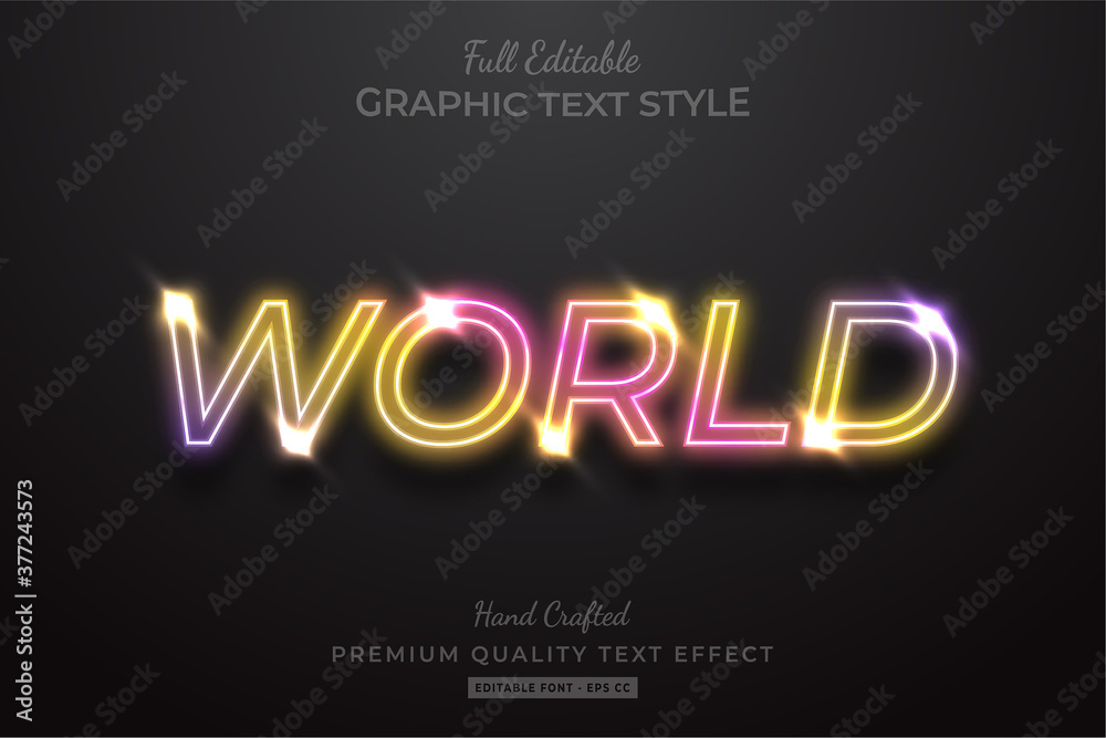 Neon World Editable 3D Text Style Effect Premium Neon World Editable 3D Text Style Effect Premium