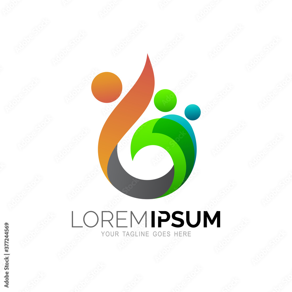 Abstract people logo with colorful icon illustration Abstract people logo with colorful icon illustration