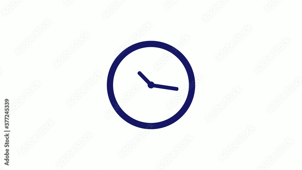 Amazing blue dark 12 hours counting down clock icon on white background,clock icon