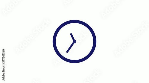 Amazing blue dark 12 hours counting down clock icon on white background,clock icon