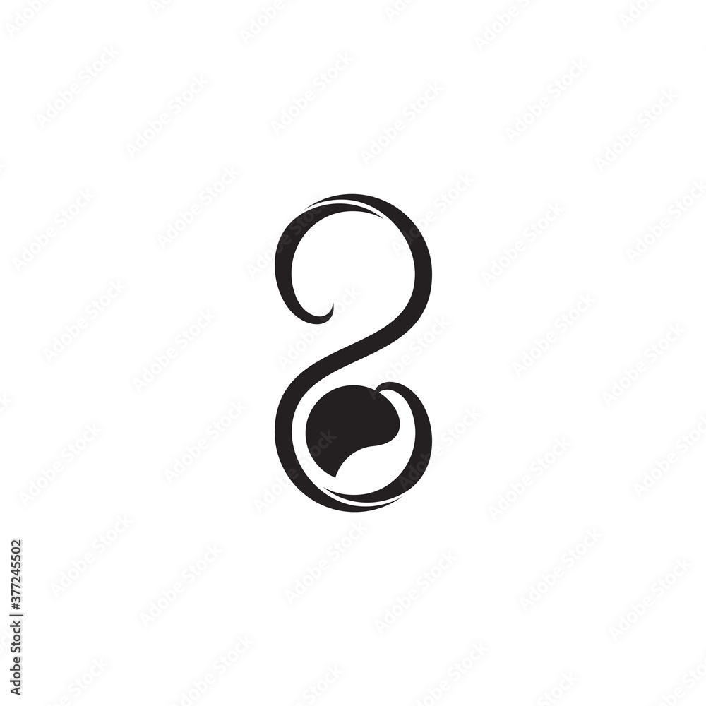 number 2 curves geometric leaf logo vector number 2 curves geometric leaf logo vector