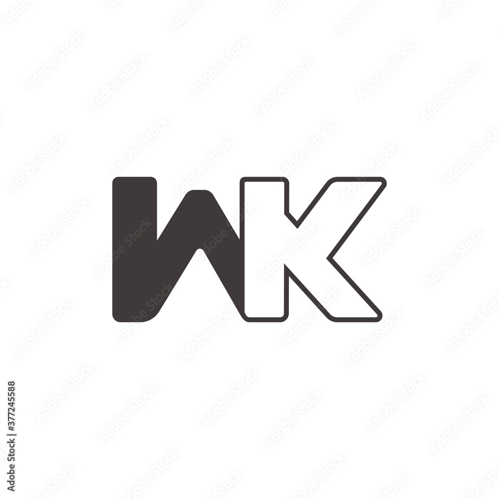 letter wk simple linked geometric logo vector letter wk simple linked geometric logo vector