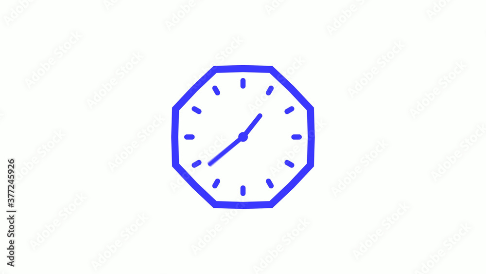 Blue color counting down clock icon with trick on white background,12 hours clock icon Blue color counting down clock icon with trick on white background,12 hours clock icon