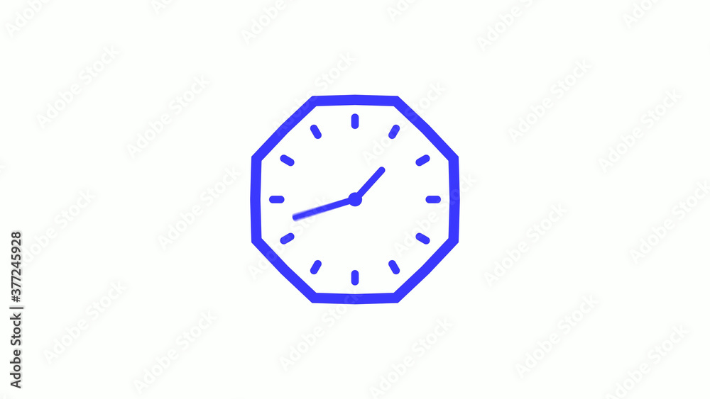 Blue color counting down clock icon with trick on white background,12 hours clock icon