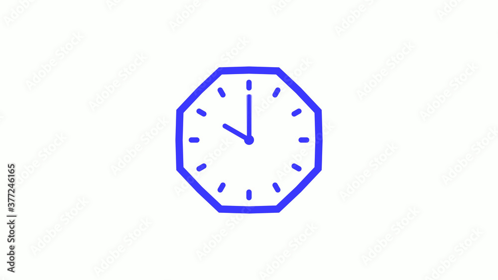 Blue color counting down clock icon with trick on white background,12 hours clock icon