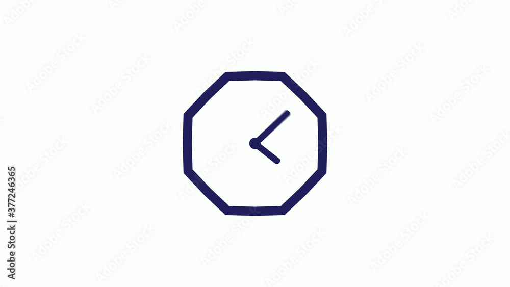 Counting down blue dark clock icon without trick white background,clock icon
