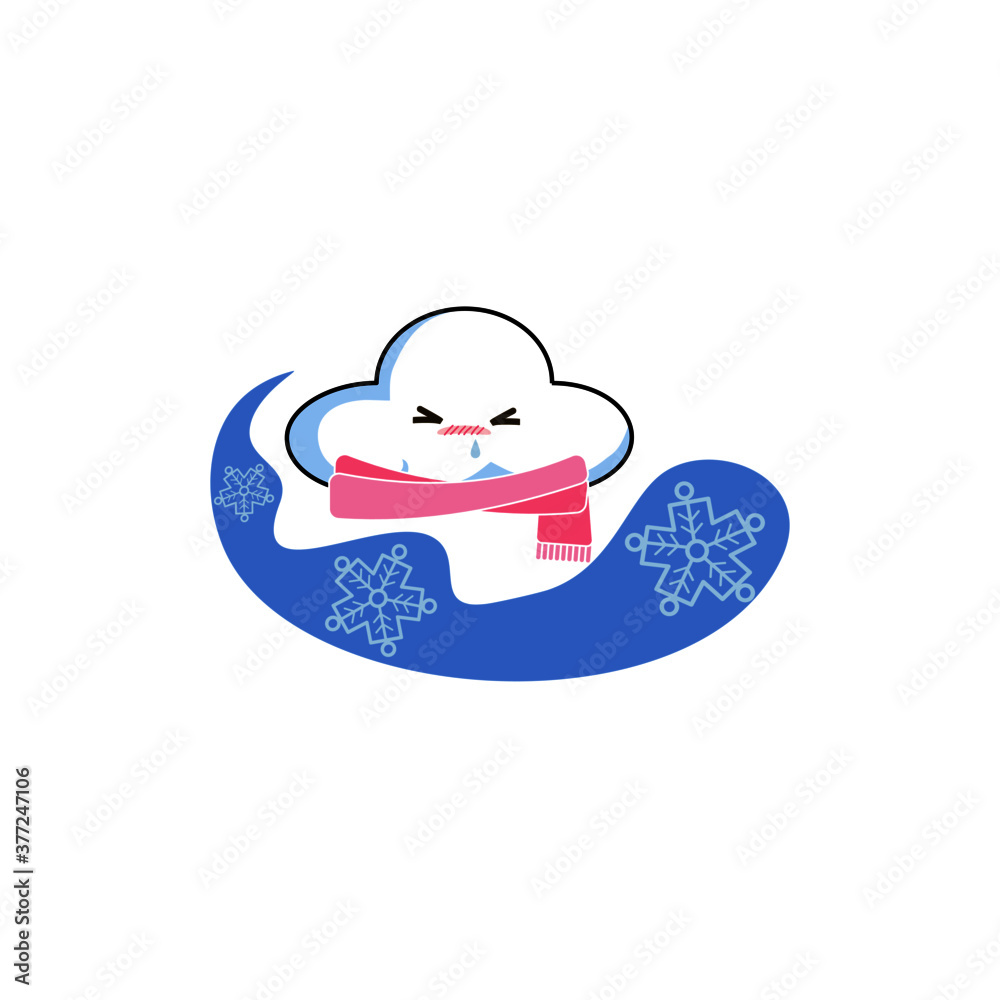 Fototapeta premium A cloud doodle represents winter season.