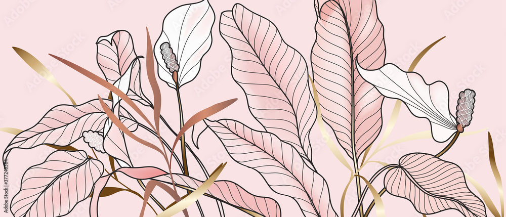 abstract background pink and copper gold floral and leaf abstract background pink and copper gold floral and leaf