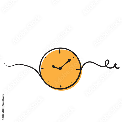 hand drawn Time and clock vector linear icons.Time management. Timer, speed, alarm, time management, calendar symbol illustration vector. doodle