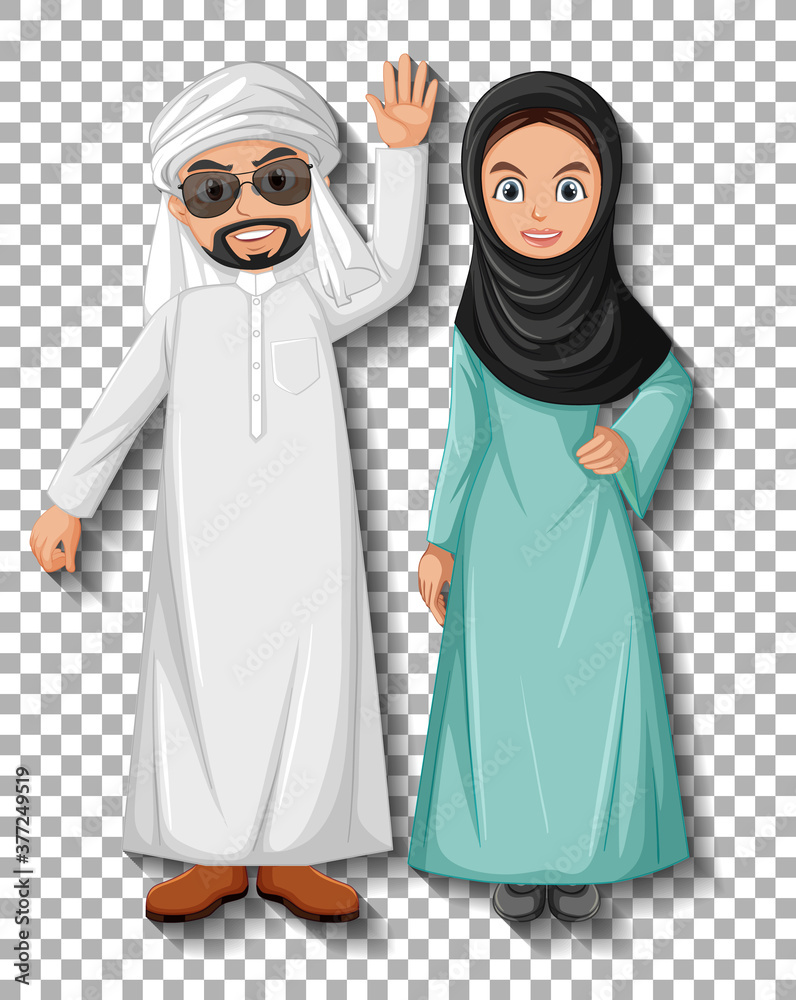 Arabic couple cartoon character