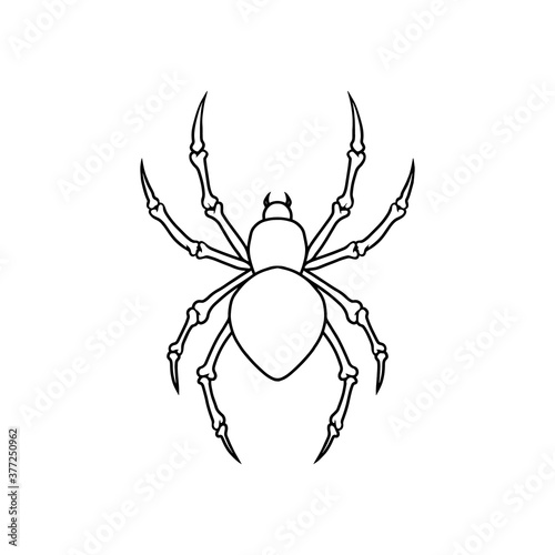 Illustration of dangerous spider in vintage monochrome style. Design element for logo, emblem, sign, poster, card, banner. Vector illustration