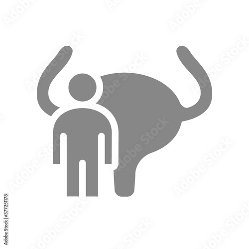 Urinary bladder with man gray icon. Human organ symbol