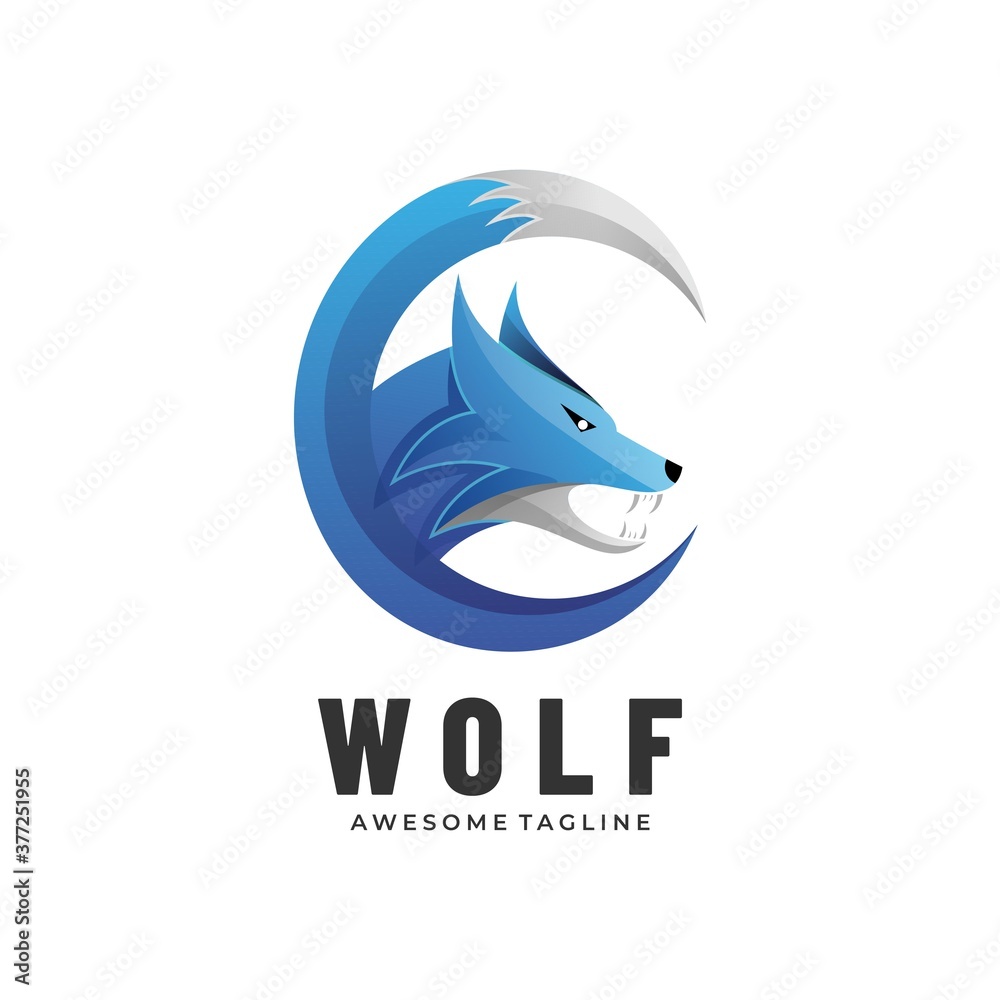 Naklejka premium Vector Logo Illustration Wolf Gradient Colorful Style.