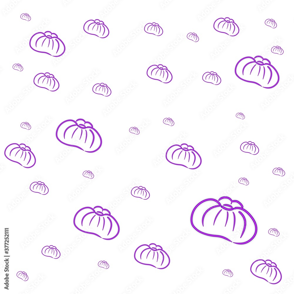 Purple pumpkins on a white background. Digital illustration.