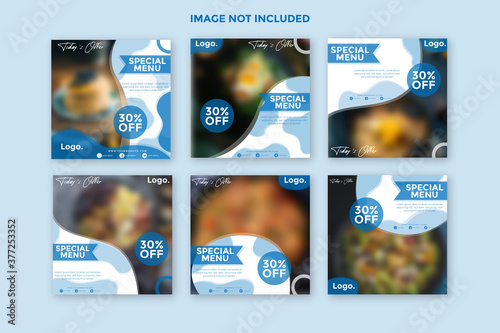 Set of culinary instagram post banner collection.social media posts templates.fully editable instagram and facebook square post frame puzzle organic sale post.social media template