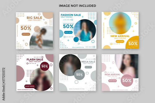 Set of abstract fashion sale instagram post banner collection.social media posts templates.fully editable instagram and facebook square post frame puzzle organic sale post.social media template