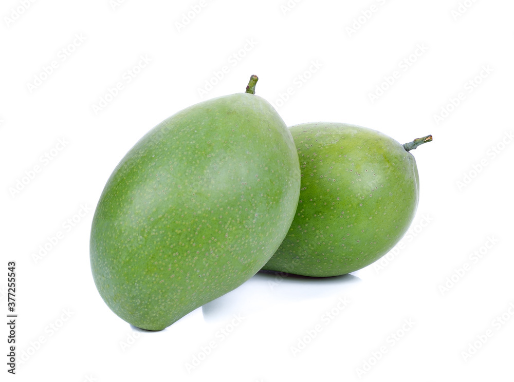 Raw mango (kaew mango) on a white background Raw mango (kaew mango) on a white background
