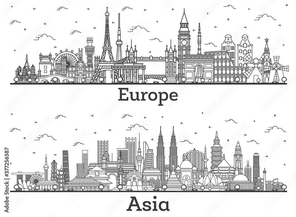 Outline Famous Landmarks in Asia and Europe.