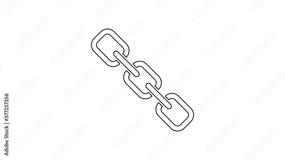 Black line Chain link icon isolated on white background. Link single. Hyperlink chain symbol. 4K Video motion graphic animation. Black line Chain link icon isolated on white background. Link single. Hyperlink chain symbol. 4K Video motion graphic animation.