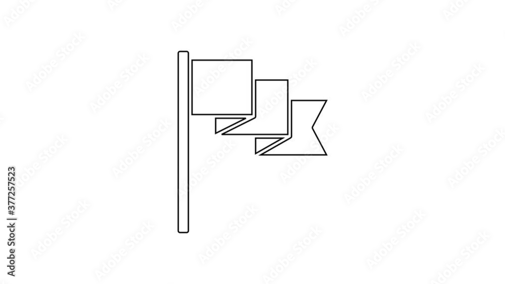 Black line Flag icon isolated on white background. Location marker symbol. 4K Video motion graphic animation. Black line Flag icon isolated on white background. Location marker symbol. 4K Video motion graphic animation.