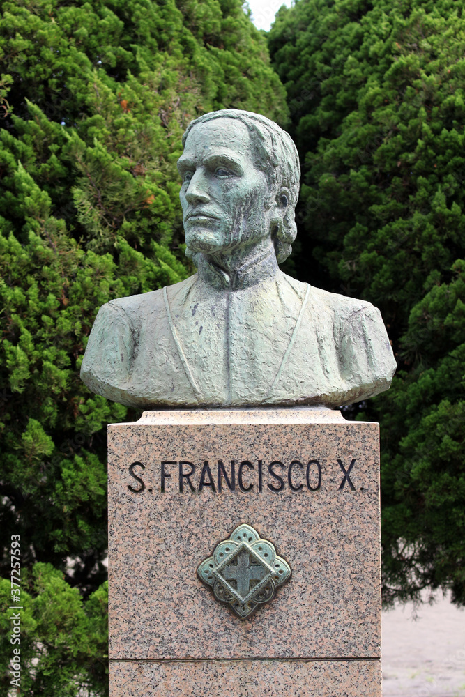 A closeup view of Francis Xavier statue in Kagoshima