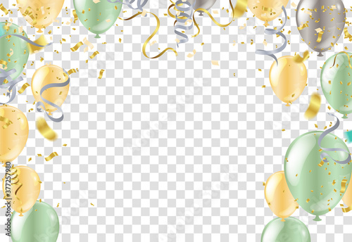 Celebration party banner with Gold balloons background. Vector illustration.
