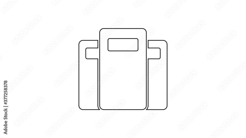 Black line Police assault shield icon isolated on white background. 4K Video motion graphic animation. Black line Police assault shield icon isolated on white background. 4K Video motion graphic animation.
