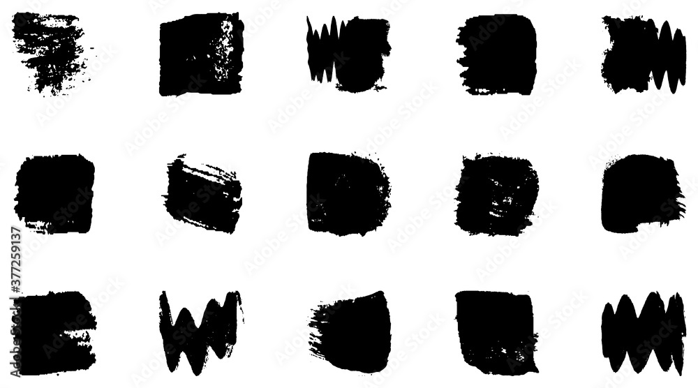 Vector grunge brush, spots. Abstract brush strokes with a dry brush. Large set of ink blots. Black backdrops, patterns on white background Vector grunge brush, spots. Abstract brush strokes with a dry brush. Large set of ink blots. Black backdrops, patterns on white background