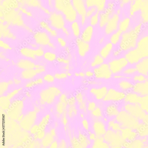Swirl tie dye wallpaper. Tie-dye background. Hippie spiral tiedye backdrop in yellow and pink.