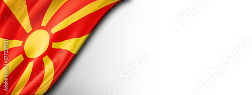 Cuadro en lienzo Macedonian flag isolated on white banner