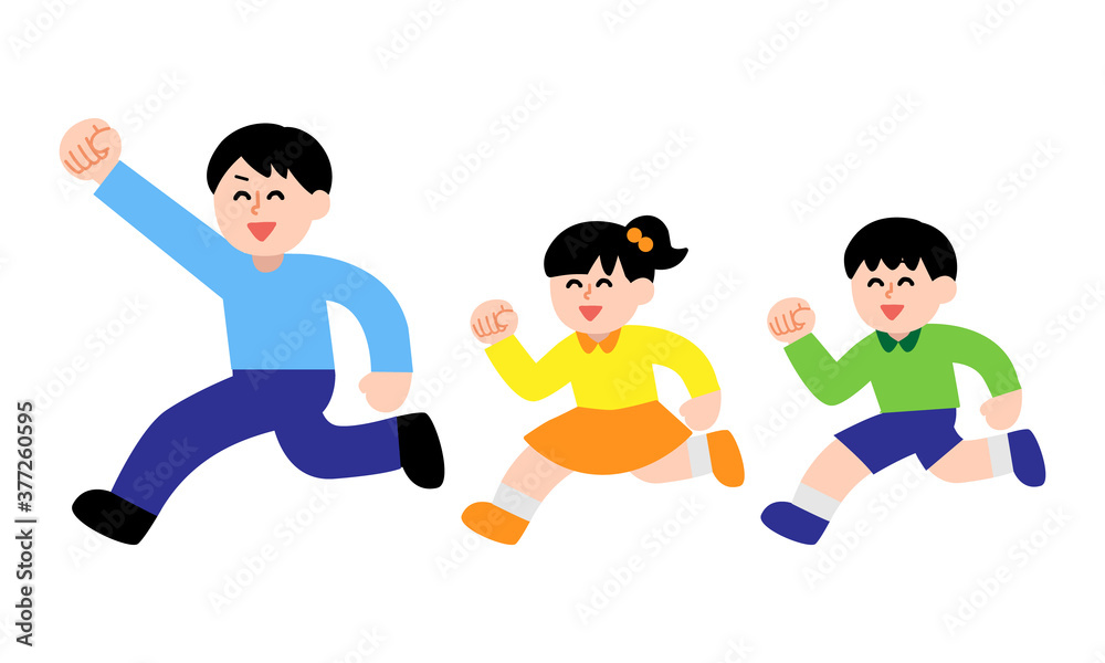 私服男性と子供2人 私服男性と子供2人