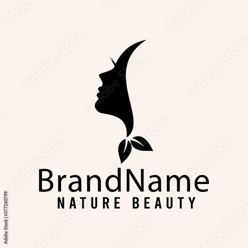 Floral flower face nature leaf elegant luxury logo icon vector template.