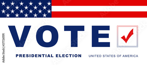 2020 United States of America Presidential Election banner with USA symbols. Illustration photo