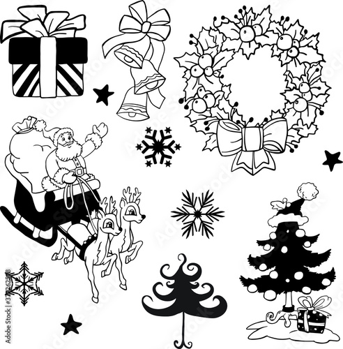 set of christmas elements