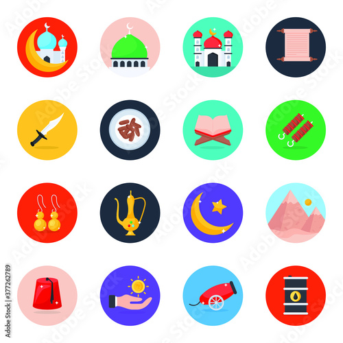 
Islamic Culture in Modern Flat Rounded Icons Pack 
