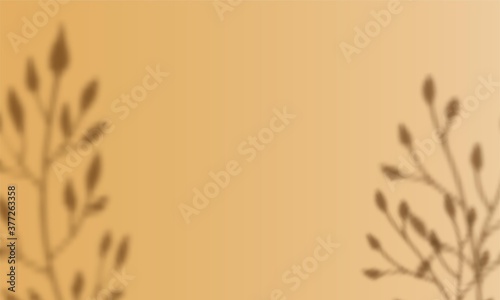Transparent vector overlay floral shadow on trendy honey dijon color background. Gradient mesh mock up vector template
