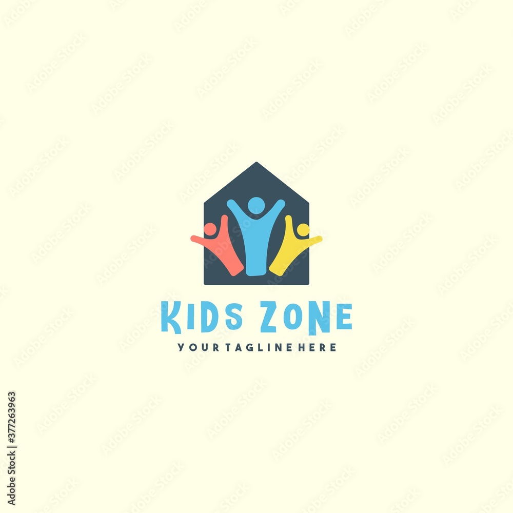 Creative kids zone house logo design