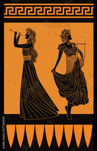 orange and black muses playing music