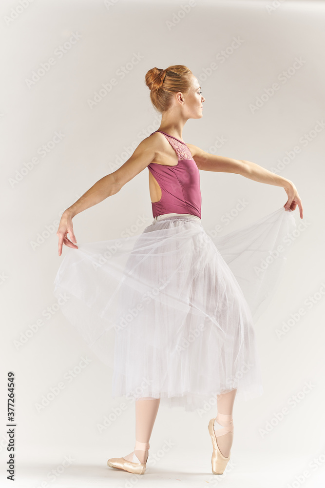 Woman ballerina dance performed silhouette light background