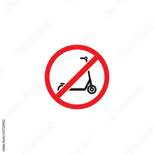 Free Download Black kick scooter or balance bike in red crossed circle icon. No push scooter s sign isolated on white. - GFXLoad