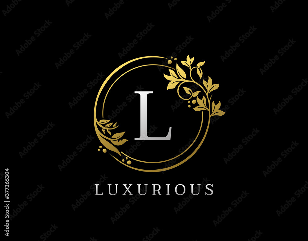 Luxury Circle L Letter Floral Design. Elegant Gold L Royal Logo Icon.  vector de Stock | Adobe Stock