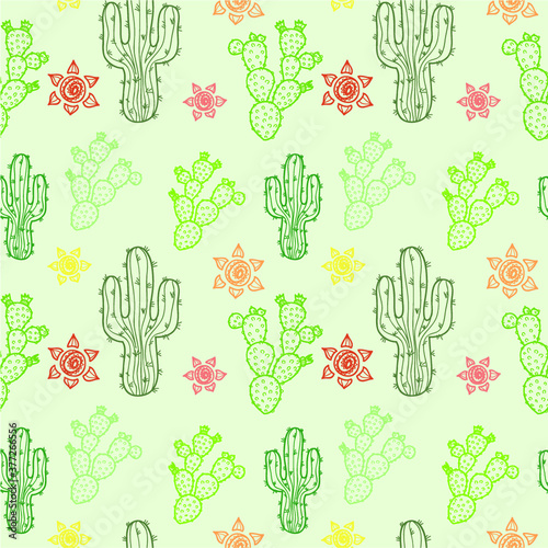 Seamless pattern with Mexico related hand drawn icons. Doodle vector Mexico related collection