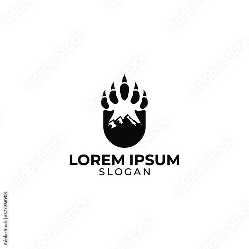 u logo with mountains and claws, monochrome logo design