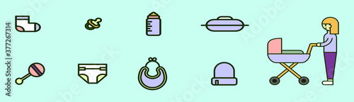 set of baby sitter cartoon icon design template with various models. vector illustration