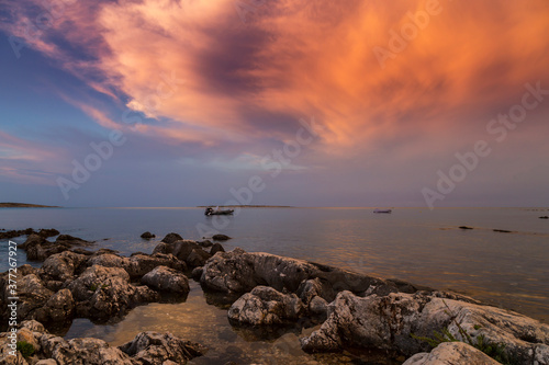 Dramatic sky and storm at sunset in the Adriatic Sea, Croatia © Calin Tatu